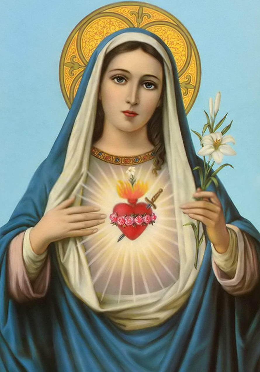 Our Lady of Perpetual Help with Sacred Heart and White Lily HD phone wallpaper