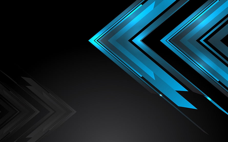 Abstract Blue Geometric Arrows on Dark Background HD wallpaper