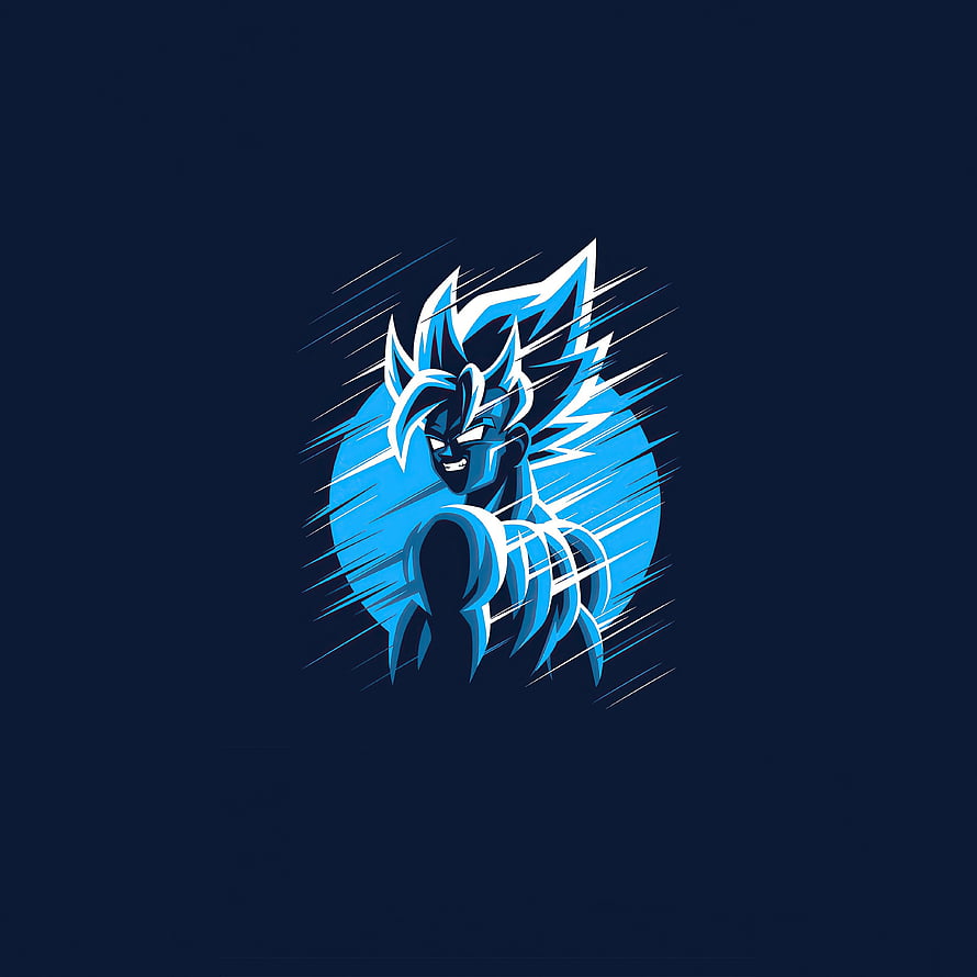 Dragon Ball Z Goku Blue Aura Minimalist Vector Artwork HD phone wallpaper