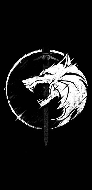 Black and White Wolf Head With Sword Illustration HD phone wallpaper