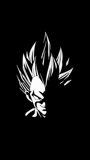 Dark Vegeta Anime Character Silhouette in High Contrast Black and White Style HD phone wallpaper