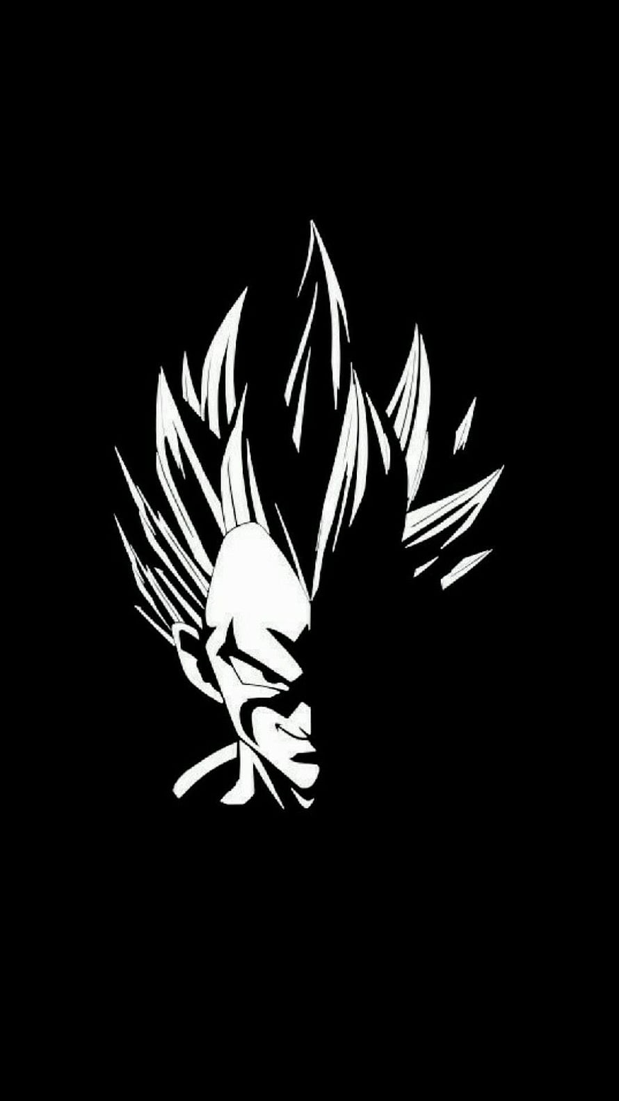 Dark Vegeta Anime Character Silhouette in High Contrast Black and White Style HD phone wallpaper