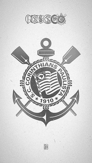 S.C. Corinthians Paulista 1910 Monochrome Emblem with Anchor and Oars HD phone wallpaper