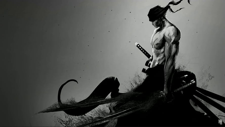 Silent Hill 2 James Sunderland Black and White Samurai Warrior Artwork HD wallpaper