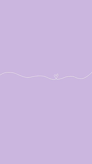 Minimalist Lavender Background with White Wavy Line and Small Heart Outline HD phone wallpaper