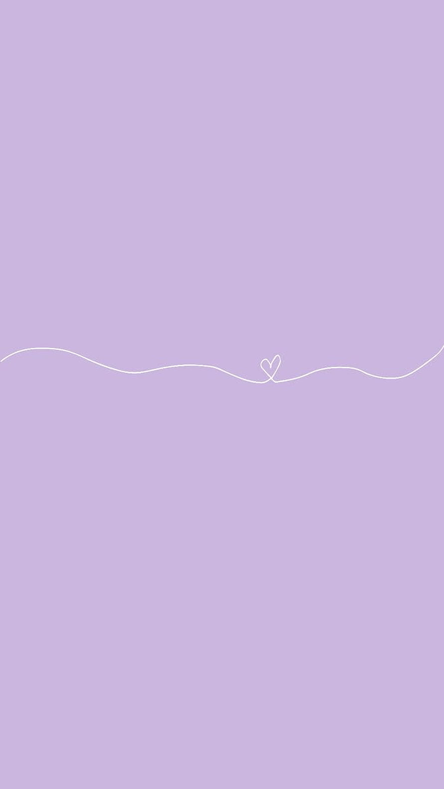 Minimalist Lavender Background with White Wavy Line and Small Heart Outline HD phone wallpaper