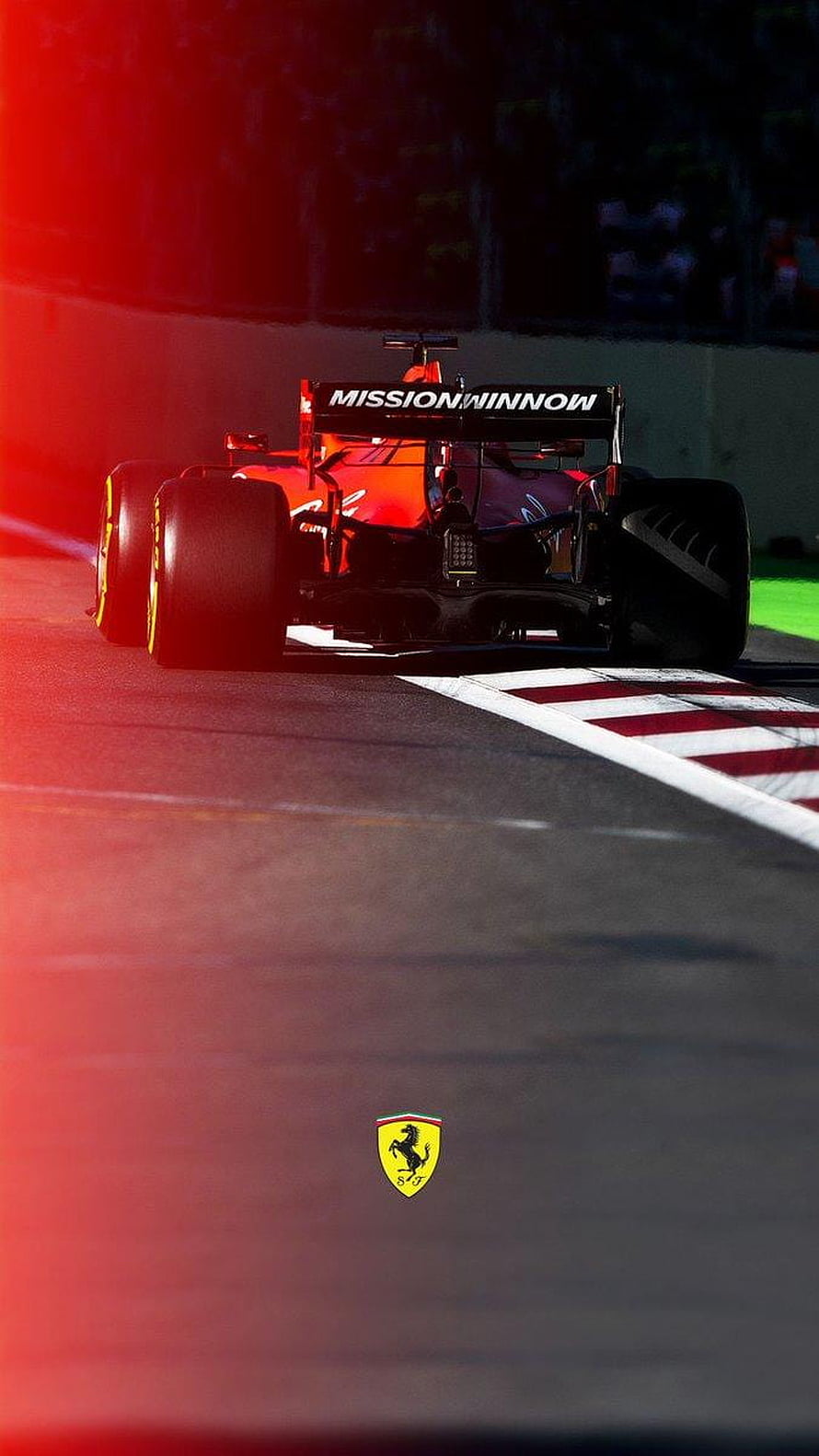 Ferrari Formula 1 Race Car on Track with Mission Winnow Sponsorship HD phone wallpaper