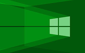 Green Windows 10 Logo Wallpaper with Geometric Light Beams and Minimalist Design HD wallpaper