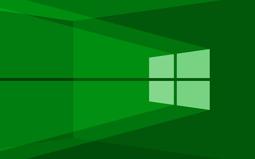 Green Windows 10 Logo Wallpaper with Geometric Light Beams and Minimalist Design HD wallpaper