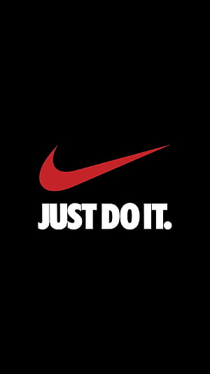 Nike Just Do It Swoosh Logo on Black Background Minimalist Branding Design HD phone wallpaper