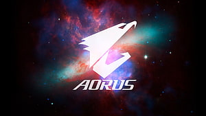 AORUS Gaming Logo Against Vibrant Cosmic Nebula Background HD wallpaper