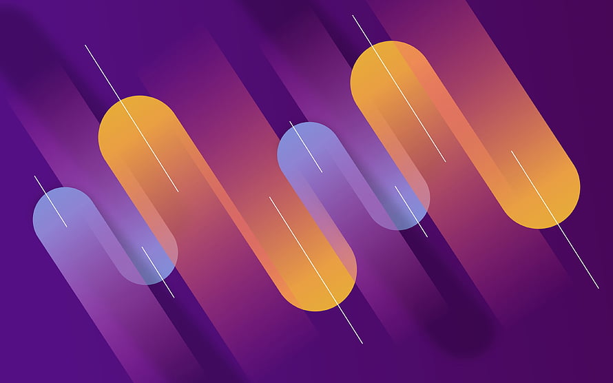 Abstract Geometric Wallpaper With Purple And Orange Gradient Pill Shapes HD wallpaper