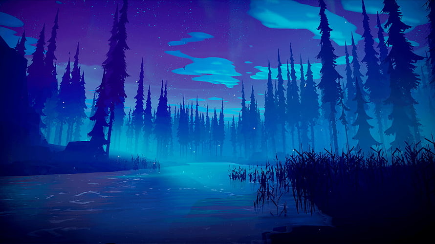 Mystical Night Forest with Glowing Path and Starry Sky HD wallpaper