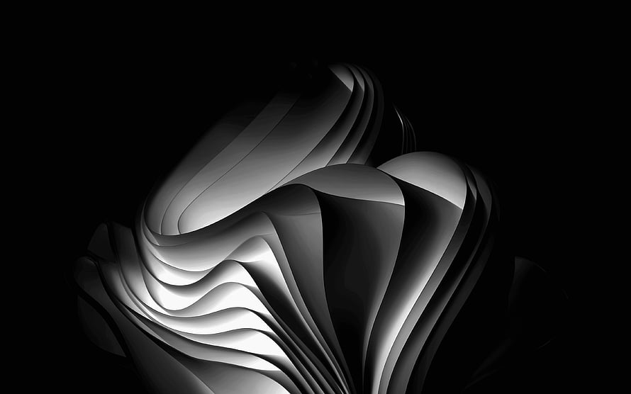 Abstract Black and White 3D Flowing Waves and Curved Surfaces HD wallpaper