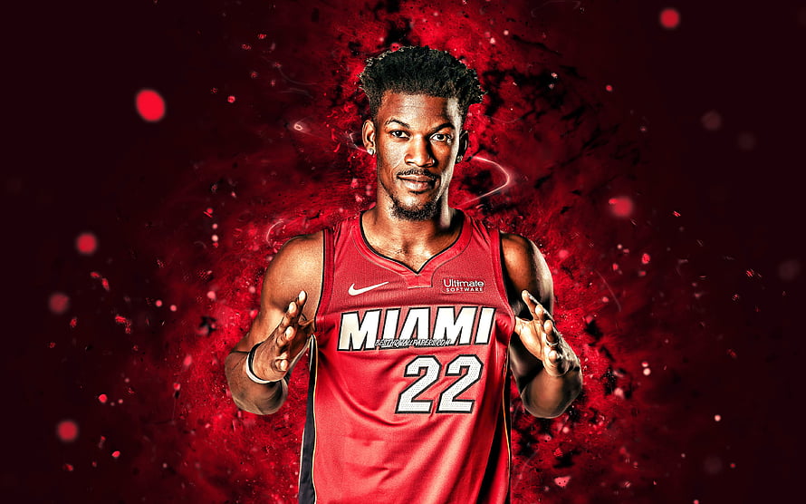 Jimmy Butler Miami Heat Jersey 22 Dramatic Red Particle Background Sports Portrait HD wallpaper