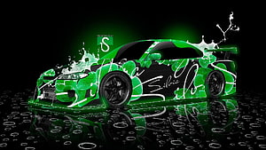Nissan Silvia S15 Custom Green Floral Wrap Digital Art HD wallpaper