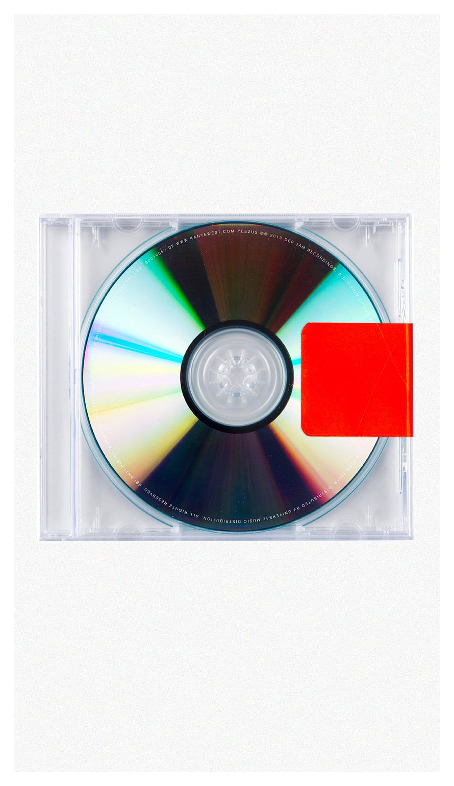 Yeezus CD Disc in Clear Case with Red Label on White Background HD phone wallpaper