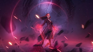 Wanda Maximoff Channeling Scarlet Energy in a Cosmic Void HD wallpaper