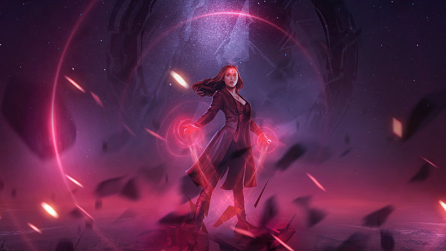 Wanda Maximoff Channeling Scarlet Energy in a Cosmic Void HD wallpaper