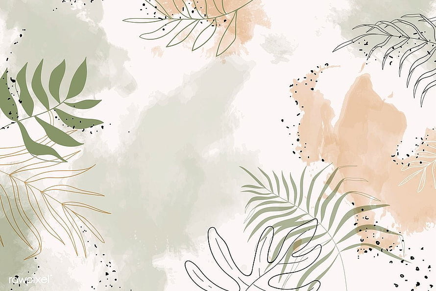Minimalist Tropical Palm Leaves and Watercolor Splashes Wallpaper HD wallpaper