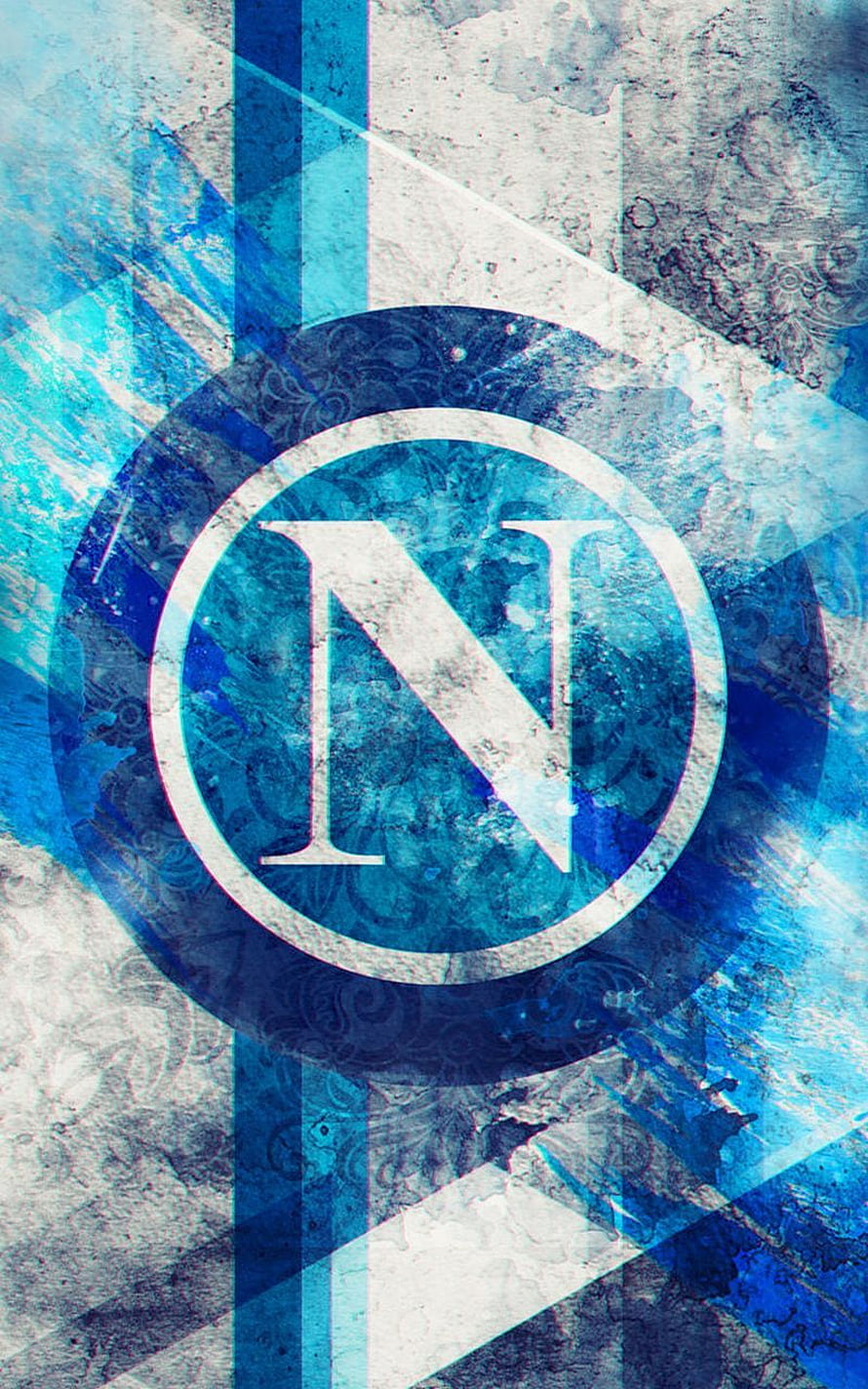 Napoli Football Club Crest on Textured Blue and White Grunge Background HD phone wallpaper