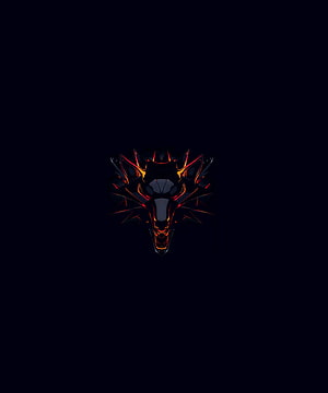 Dark Witcher Skull Emblem with Fiery Red and Orange Glowing Accents on Black Background HD phone wallpaper