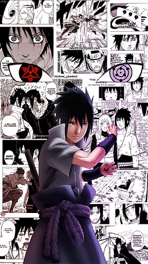 Sasuke Uchiha Anime Character Art With Manga Panels Background, Sasuke uchiha. Sasuke uchiha, naruto shippuden, Sasuke uchiha sakura haruno, Sasuke Manga HD phone wallpaper