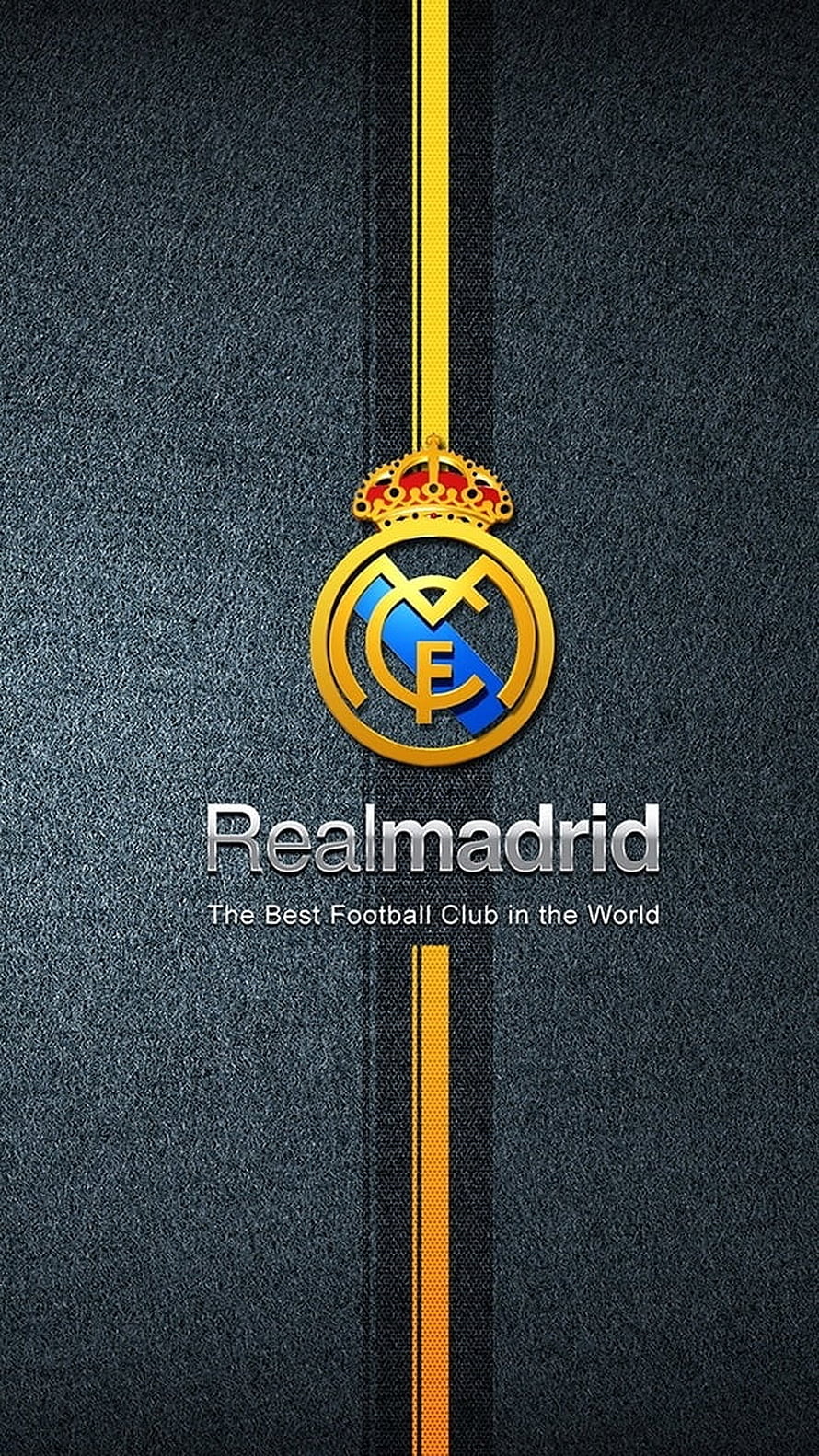 Real Madrid Club Crest on Dark Textured Fabric with Gold and Blue Accents HD phone wallpaper