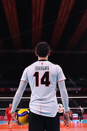 Yuki Ishikawa Japan National Team Volleyball Jersey Number 14 Back View HD phone wallpaper