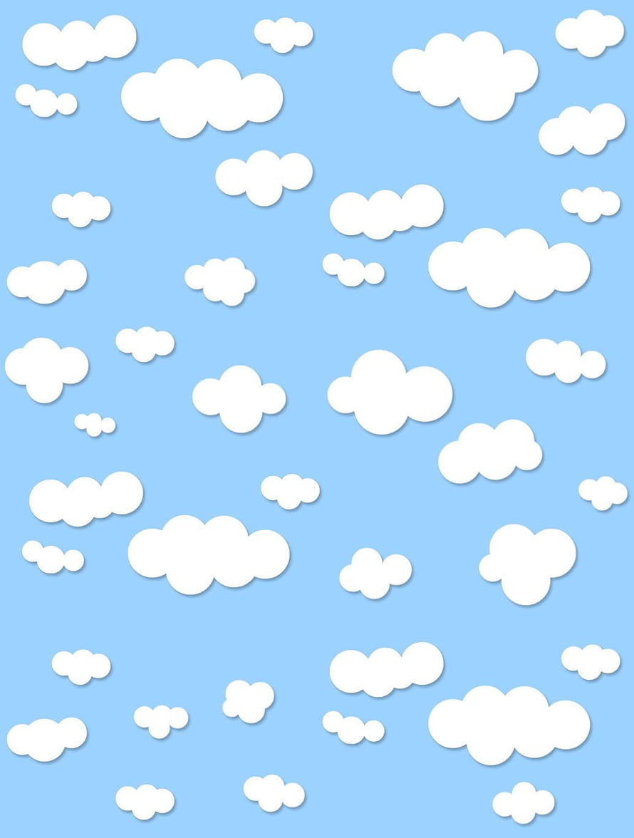 Cute Paper Cutout Cloud Pattern on Light Blue Background for Kids Scrapbook HD phone wallpaper