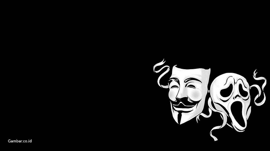 Anonymous Guy Fawkes and Scream Masks on Black Background HD wallpaper