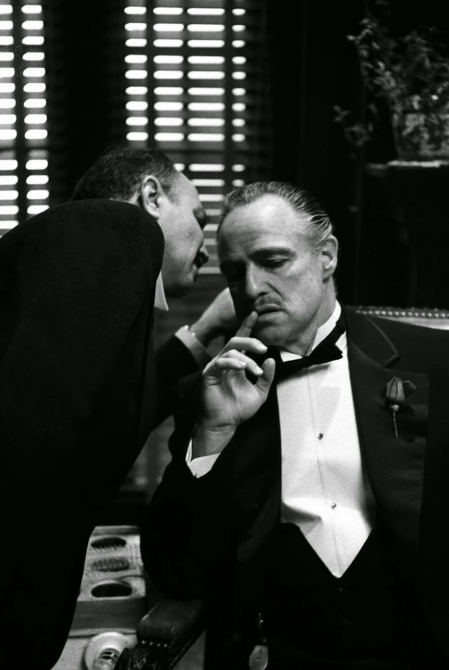 Don Vito Corleone and Tom Hagen in The Godfather Classic Black and White Scene HD phone wallpaper