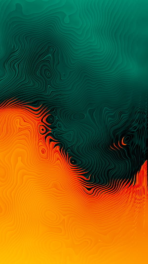 Vibrant Orange and Teal Abstract Contour Line Art with Fluid Organic Patterns HD phone wallpaper