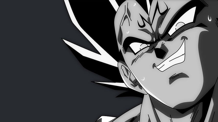 Vegeta Black Anime Character Close-Up in Black and White HD wallpaper