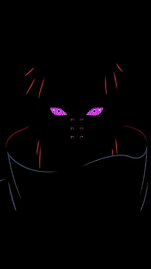 Pain from Naruto with glowing purple Rinnegan eyes in dark silhouette HD phone wallpaper