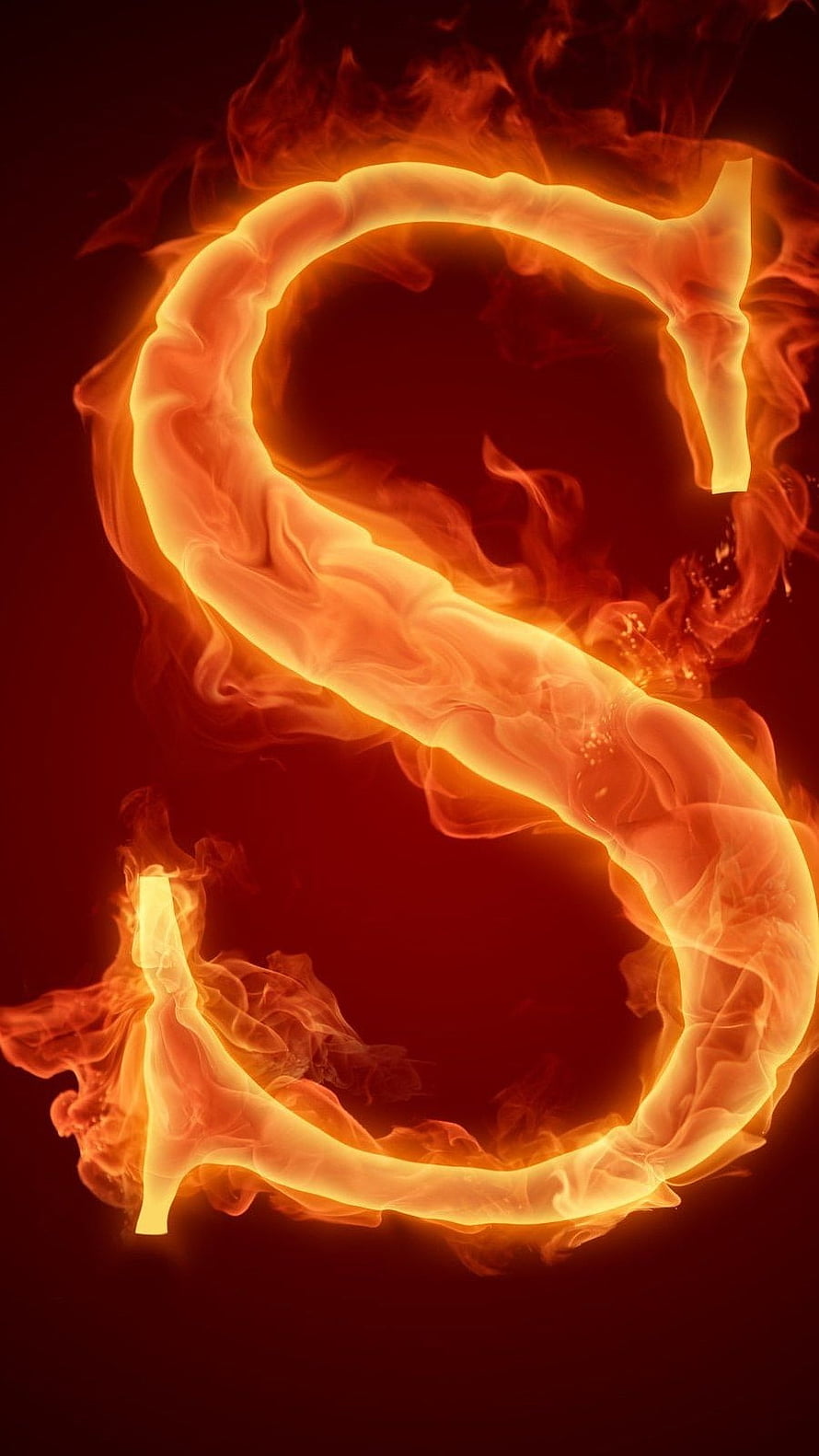Fiery Letter S Alphabet Design With Burning Flames And Smoke HD phone wallpaper