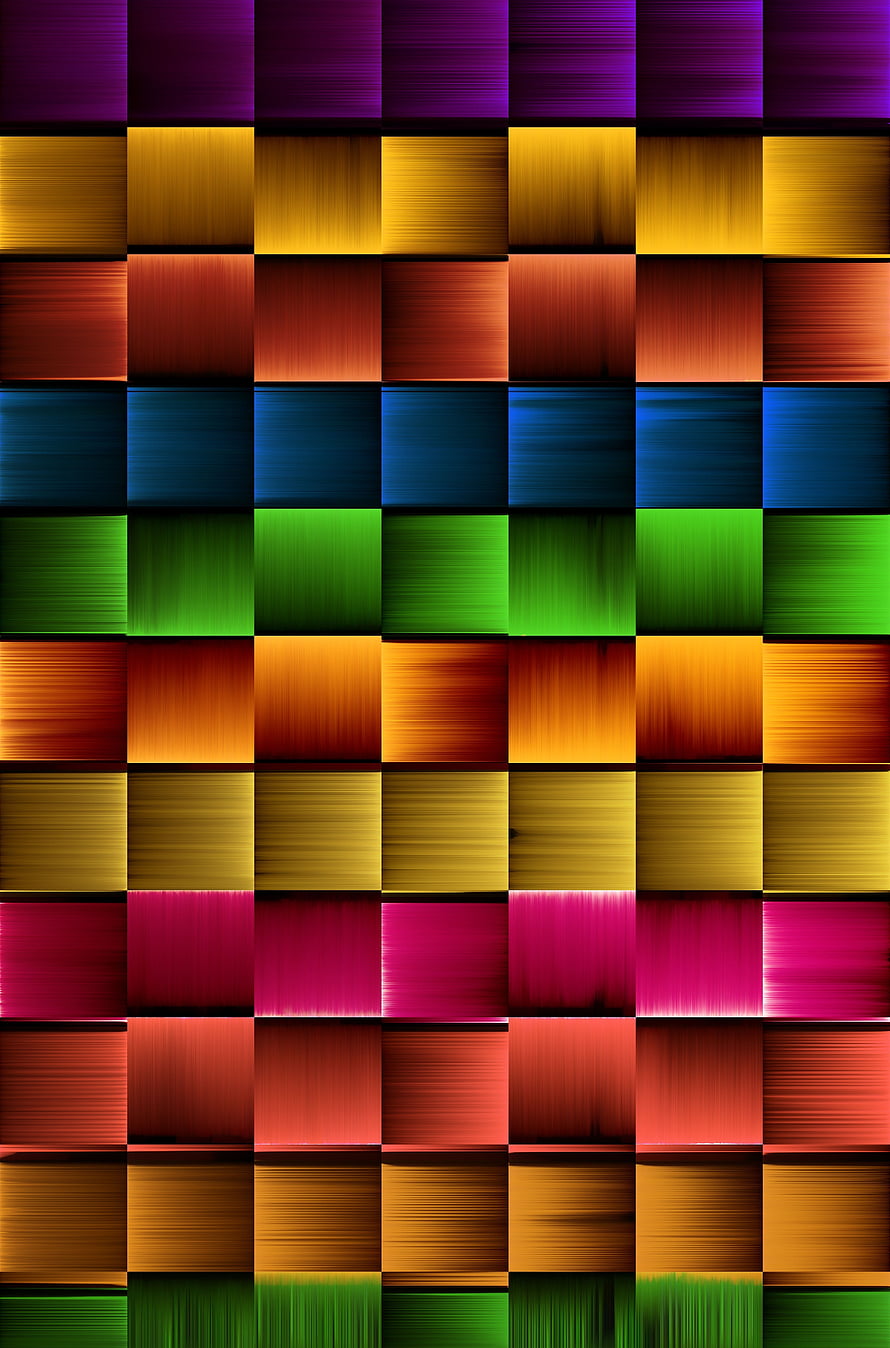 Abstract Colorful Grid Pattern With Brushed Texture And Vibrant Gradient Squares HD phone wallpaper