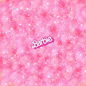Barbie Logo on Sparkling Pink Glitter Background HD phone wallpaper