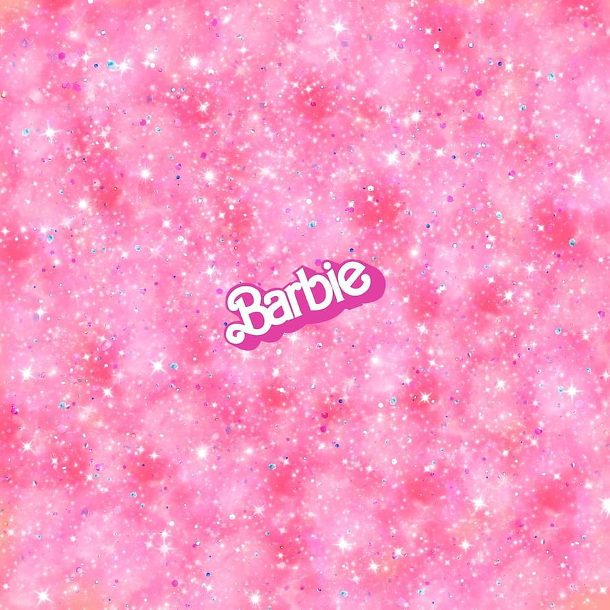 Barbie Logo on Sparkling Pink Glitter Background HD phone wallpaper