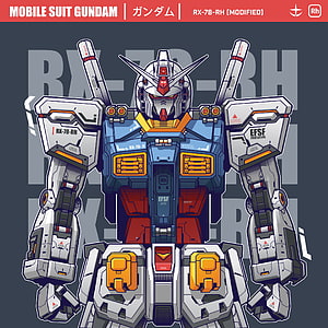 RX-78-RH Modified Gundam Front View Illustration with EFSF Markings HD phone wallpaper