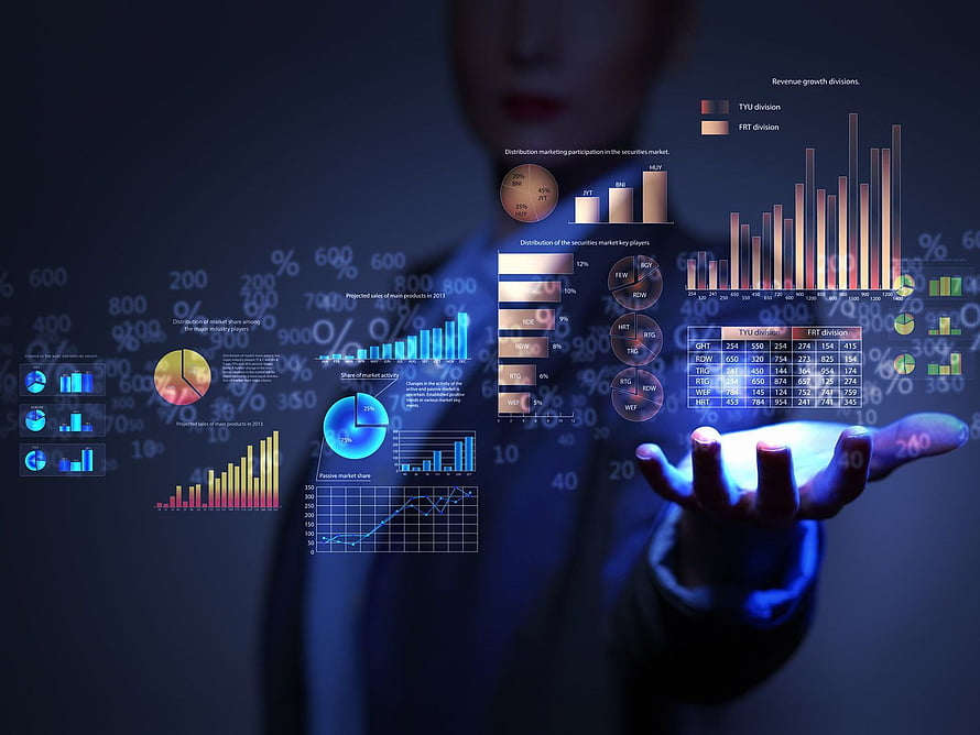 Businesswoman Interacting With Holographic Financial Data Dashboard And Analytics Charts, Financial - , Financial Background on Bat, Finance and Accounting HD wallpaper