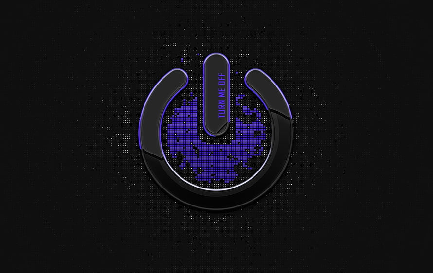 Glowing Purple Power Button Symbol On Dark Digital Background HD wallpaper