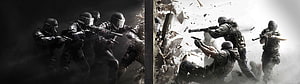 Tactical SWAT Team Breaching Wall with Firearms in High Intensity Action Scene HD wallpaper