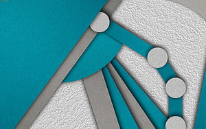 Abstract Material Design Composition With Teal and Gray Geometric Shapes and Circles HD wallpaper