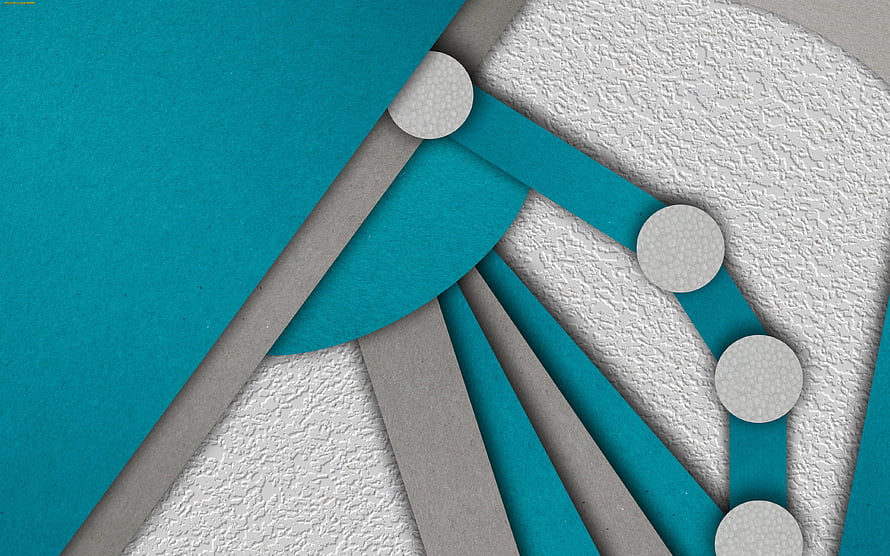 Abstract Material Design Composition With Teal and Gray Geometric Shapes and Circles HD wallpaper