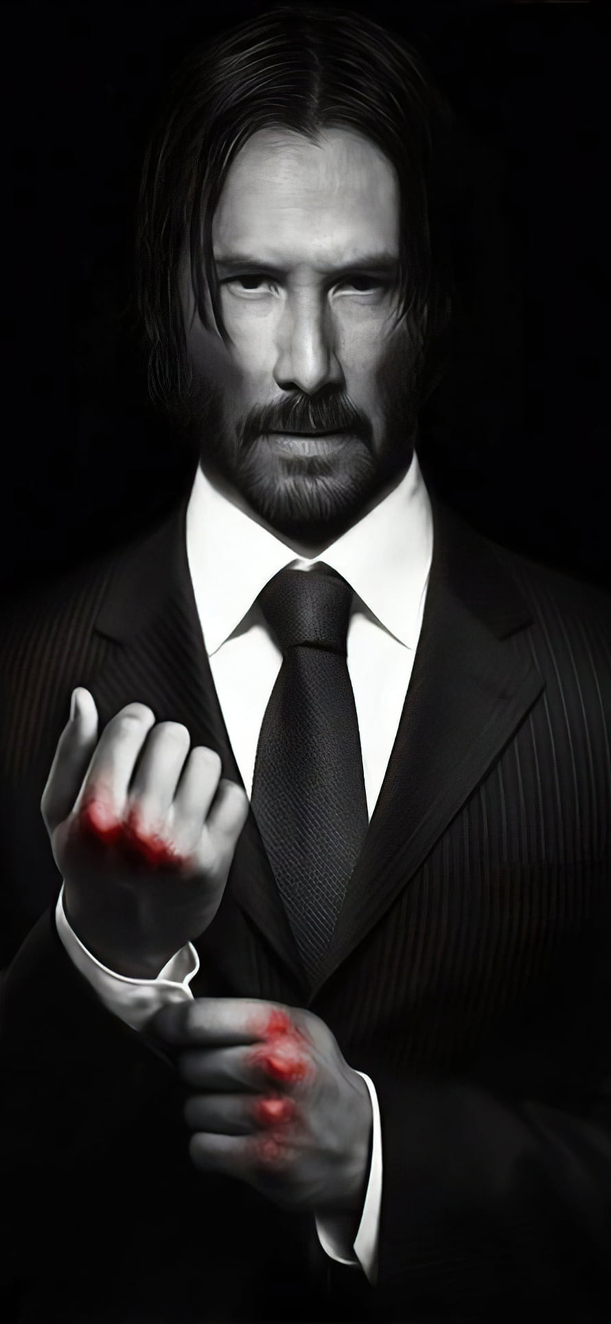 John Wick in Black Suit with Bloody Knuckles Portrait HD phone wallpaper
