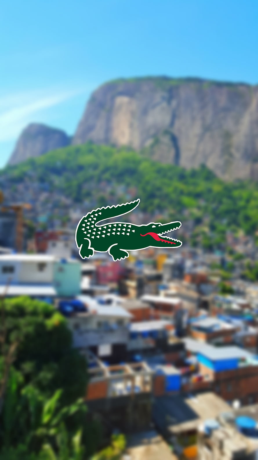 Lacoste Crocodile Logo Over Rio de Janeiro Favela Landscape HD phone wallpaper