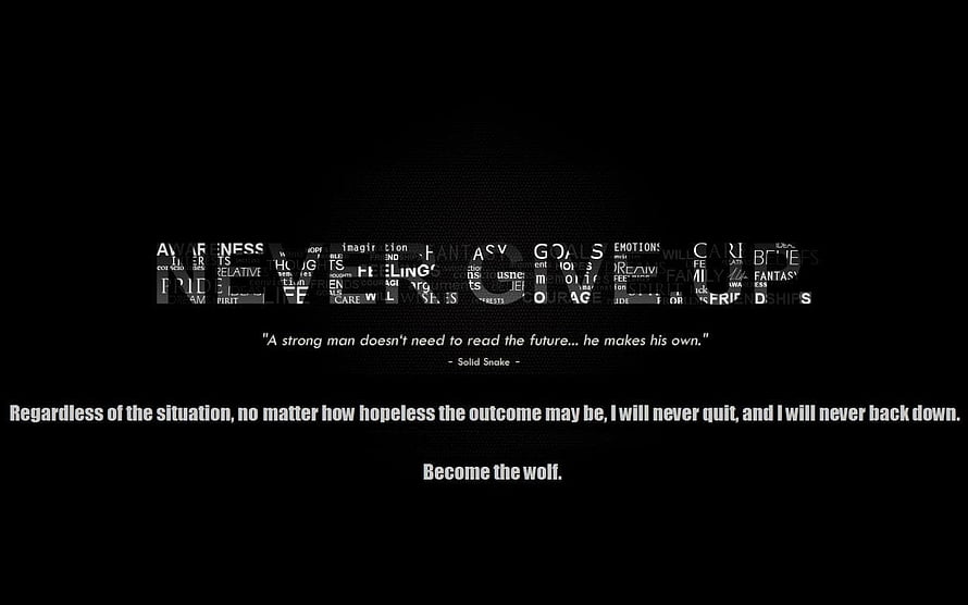 Become the Wolf: Powerful Motivational Quote and Word Cloud on Black Background HD wallpaper