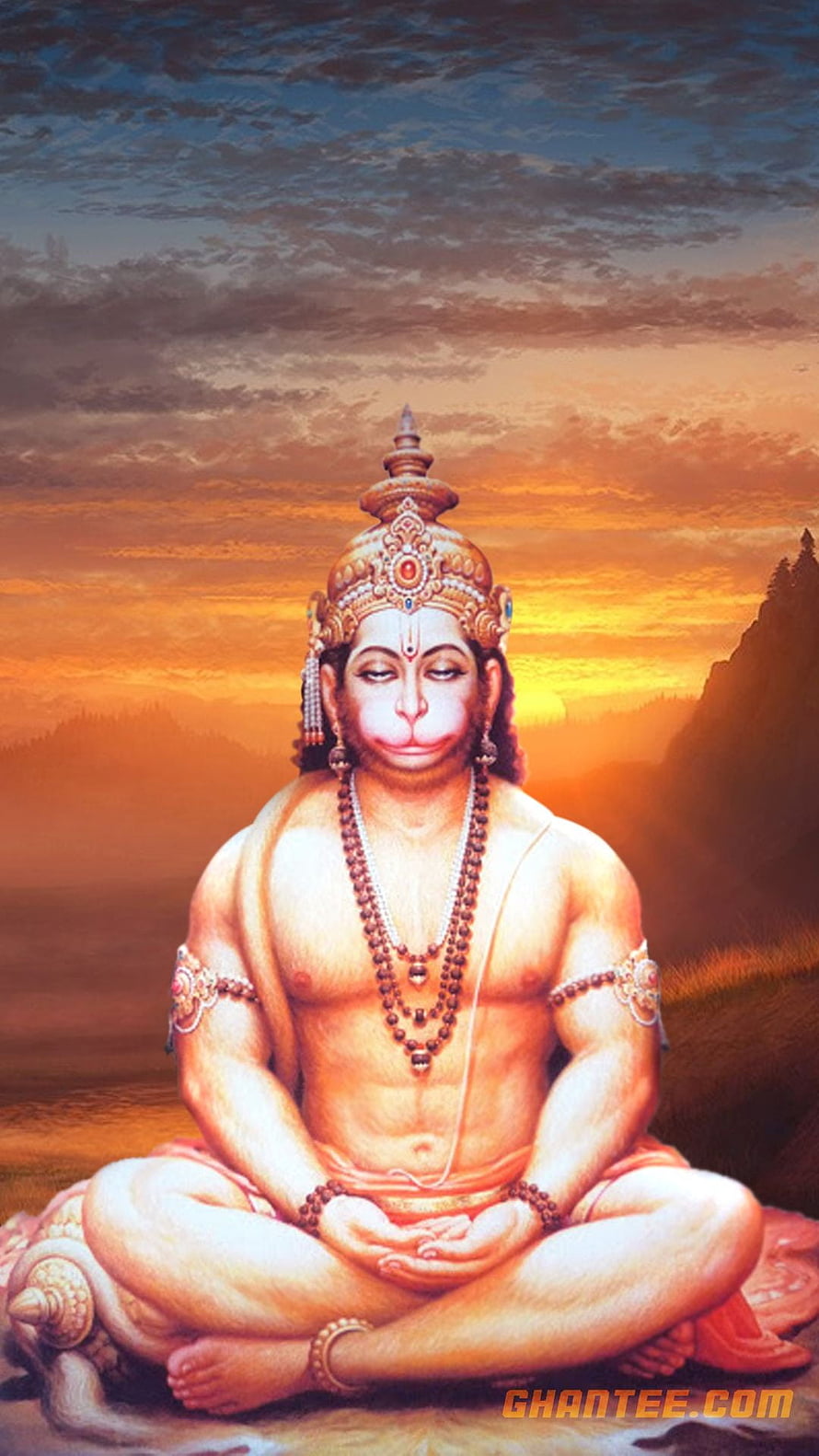 Lord Hanuman in Meditative Pose Against a Golden Sunset Sky, lord hanuman for . Lord hanuman , Hanuman , Lord hanuman, Hanuman Meditation HD phone wallpaper