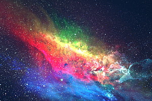 Vibrant Rainbow Nebula in Deep Space with Colorful Cosmic Dust and Stars HD wallpaper